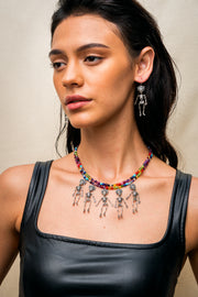 Collar La huesuda, La Parca, la Flaca, La Fría y La Calaca, joya de plata .925, con turquesa – Gabriela Sánchez (vista 4)