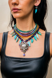Collar Alas de Turquesa, joya de plata .925, con amatista – Gabriela Sánchez (vista 3)