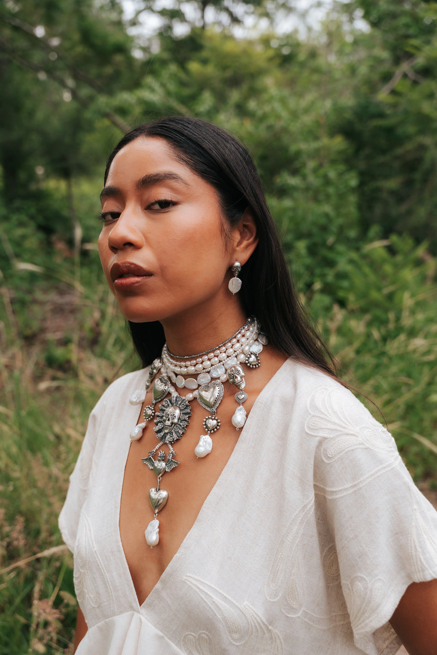 Choker Exvoto de Perlas, joya de plata .925, con hematita – Gabriela Sánchez (vista 6)