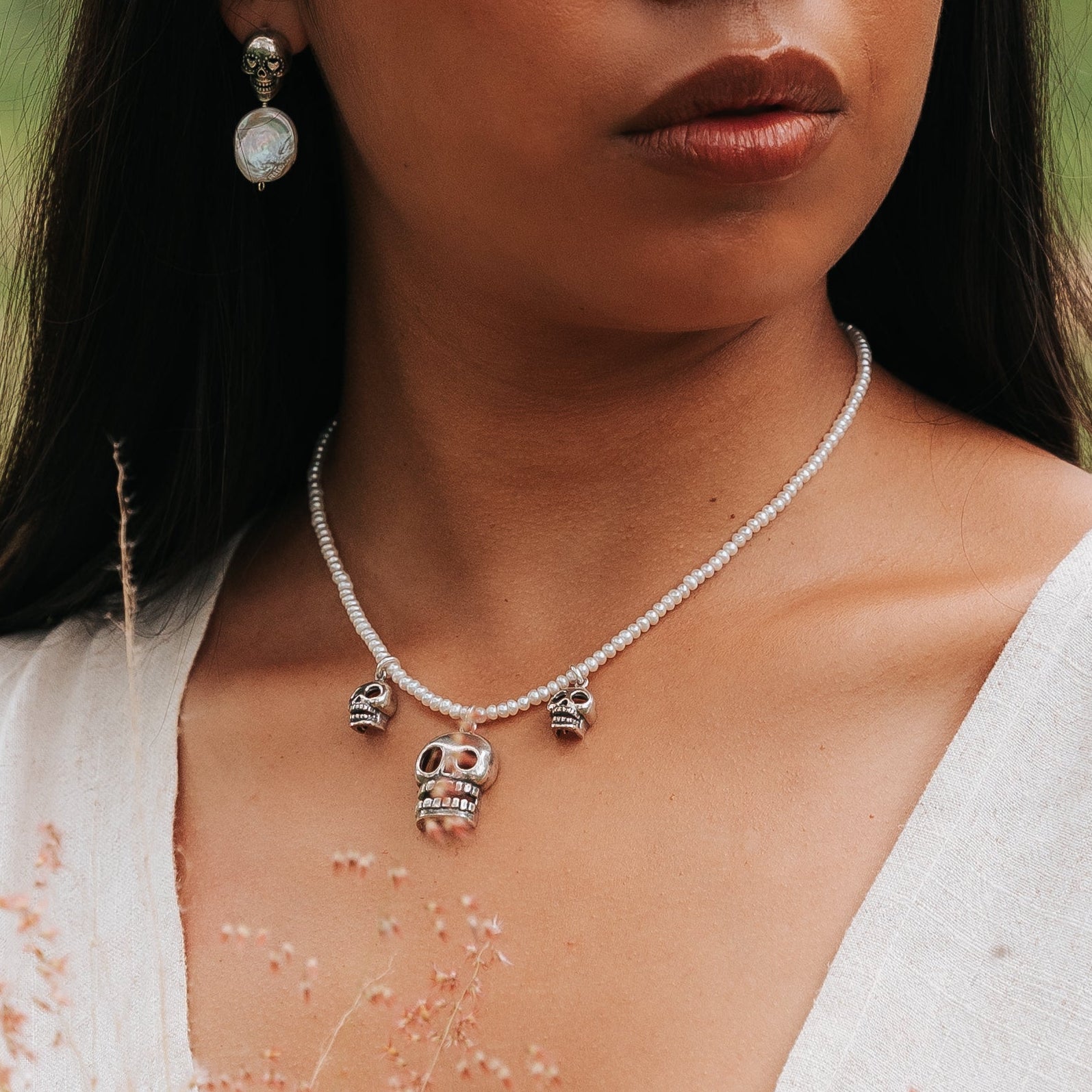 Collar La Risa de los Compadres, joya de plata .925, con perla – Gabriela Sánchez