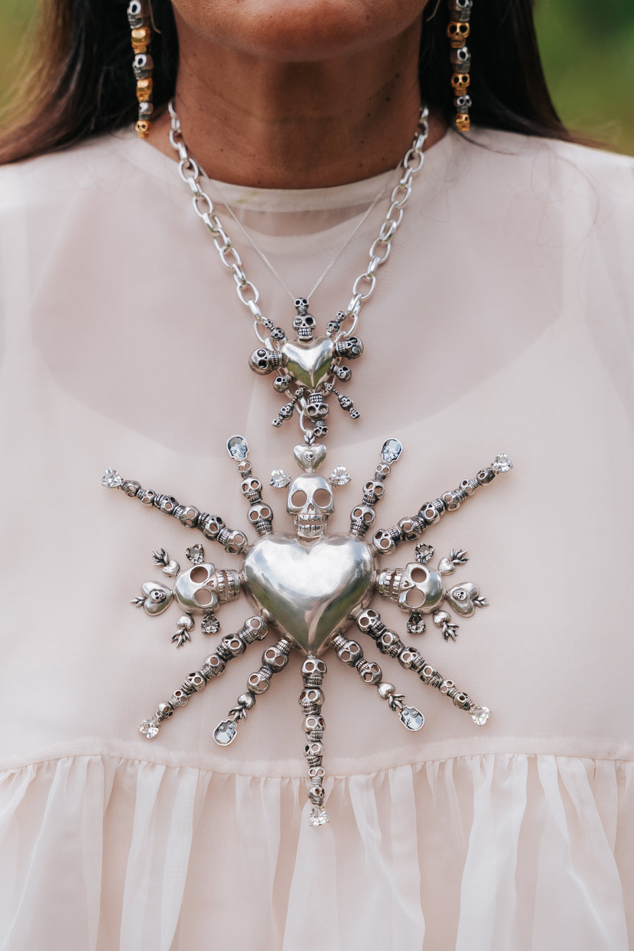 Collar Tzompantli Estelar, joya de plata .925, con cristal Swarovski – Gabriela Sánchez (vista 4)
