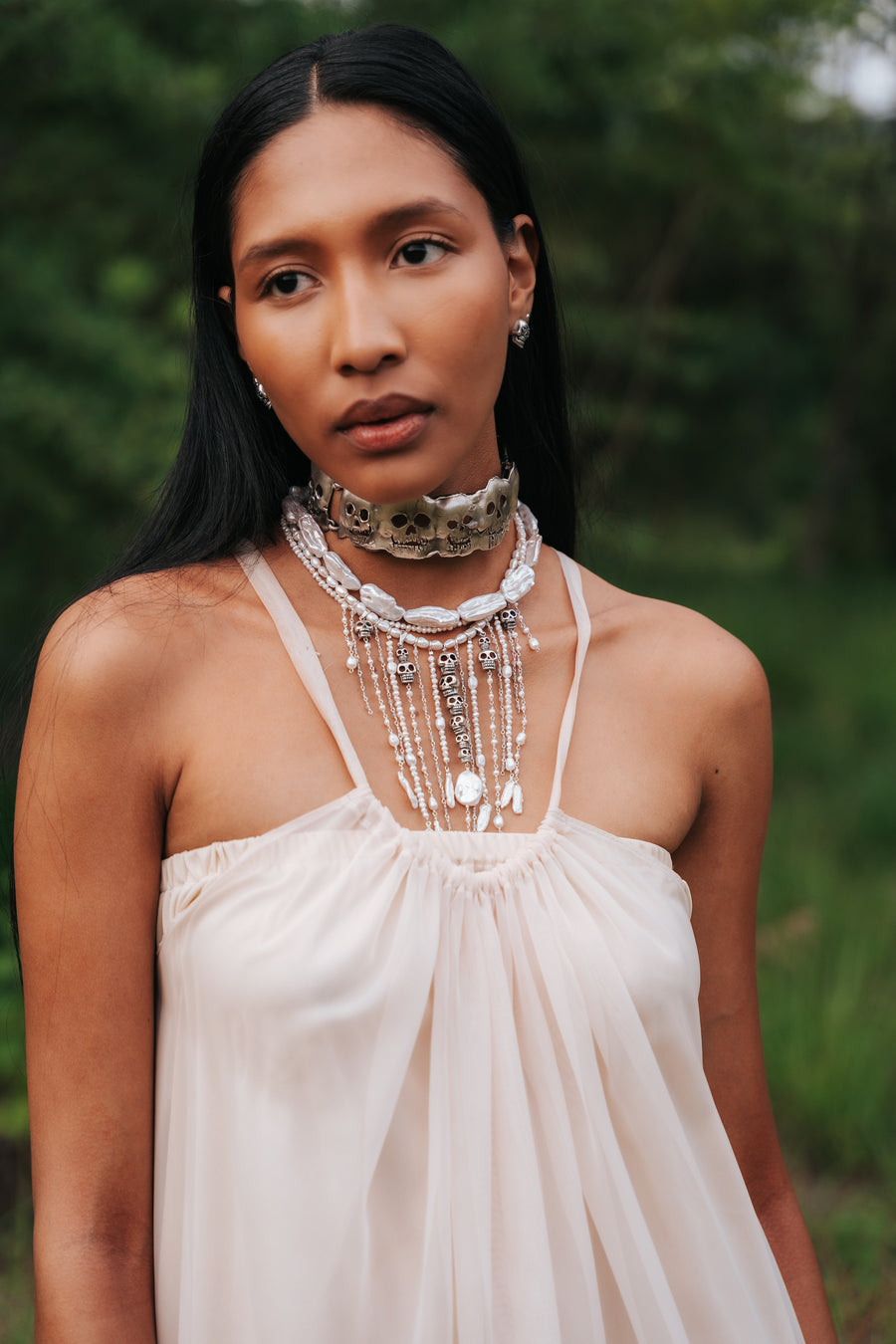 Collar Cascadas de Perlas, joya de plata .925, con labradorita – Gabriela Sánchez (vista 3)