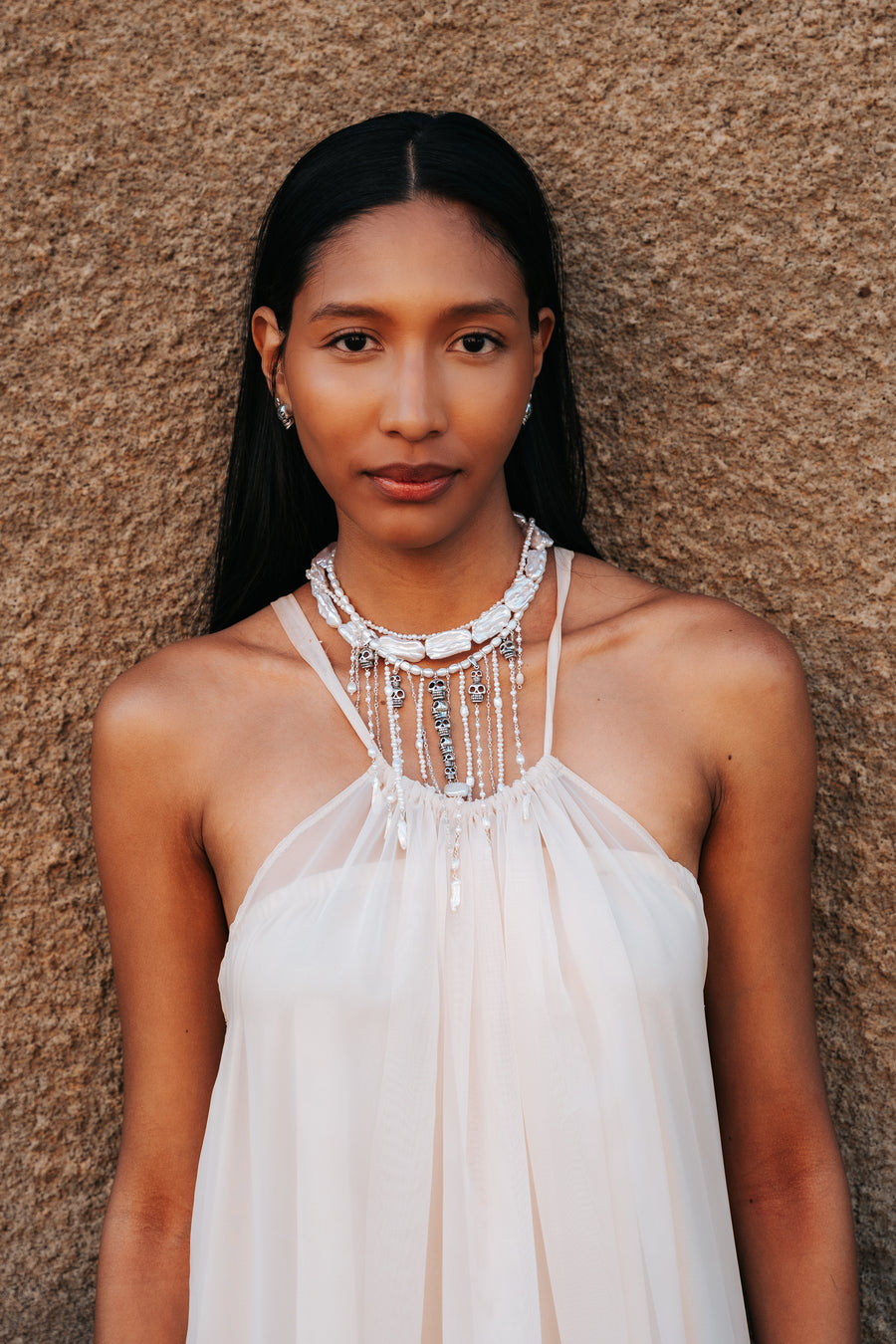 Collar Cascadas de Perlas, joya de plata .925, con labradorita – Gabriela Sánchez (vista 4)