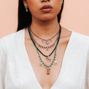 Collar Colorido Día de Muertos, joya de plata .925, con rubí y amatista – Gabriela Sánchez (vista 4)