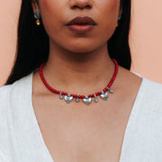 Collar Latido, joya de plata .925, con coral – Gabriela Sánchez (vista 3)