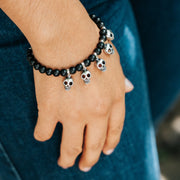 Pulsera Cráneos de Barro Negro, joya de plata .925, con obsidiana – Gabriela Sánchez (vista 3)