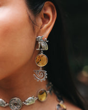Aretes Guerrero Jaguar con Ámbar, joya de plata .925 – Gabriela Sánchez (vista 4)
