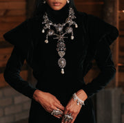Collar Fiesta Mestiza, joya de plata .925, con perla y pirita – Gabriela Sánchez (vista 3)