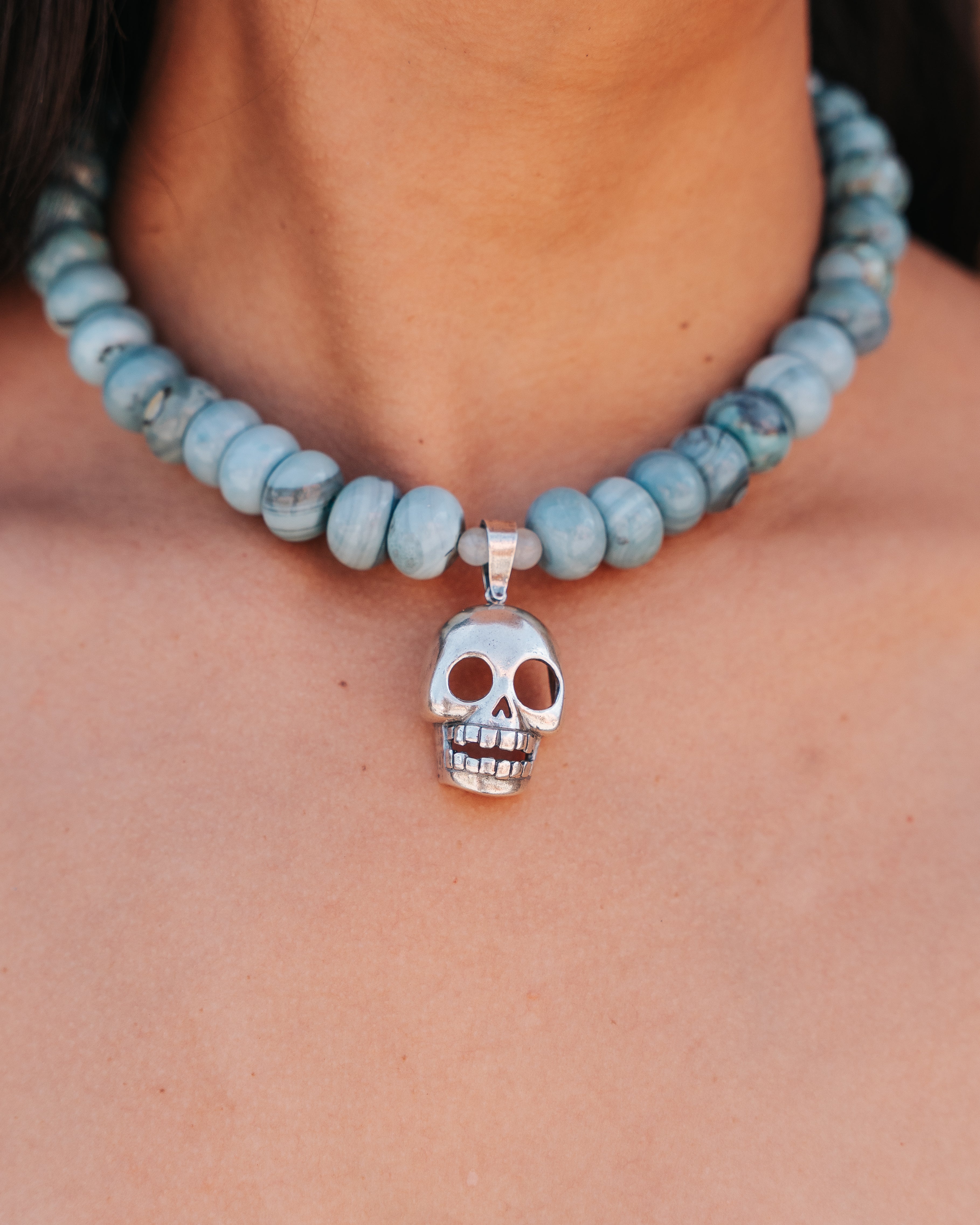 Collar Portal del Cenote, joya de plata .925, con ágata y aquamarina – Gabriela Sánchez (vista 2)