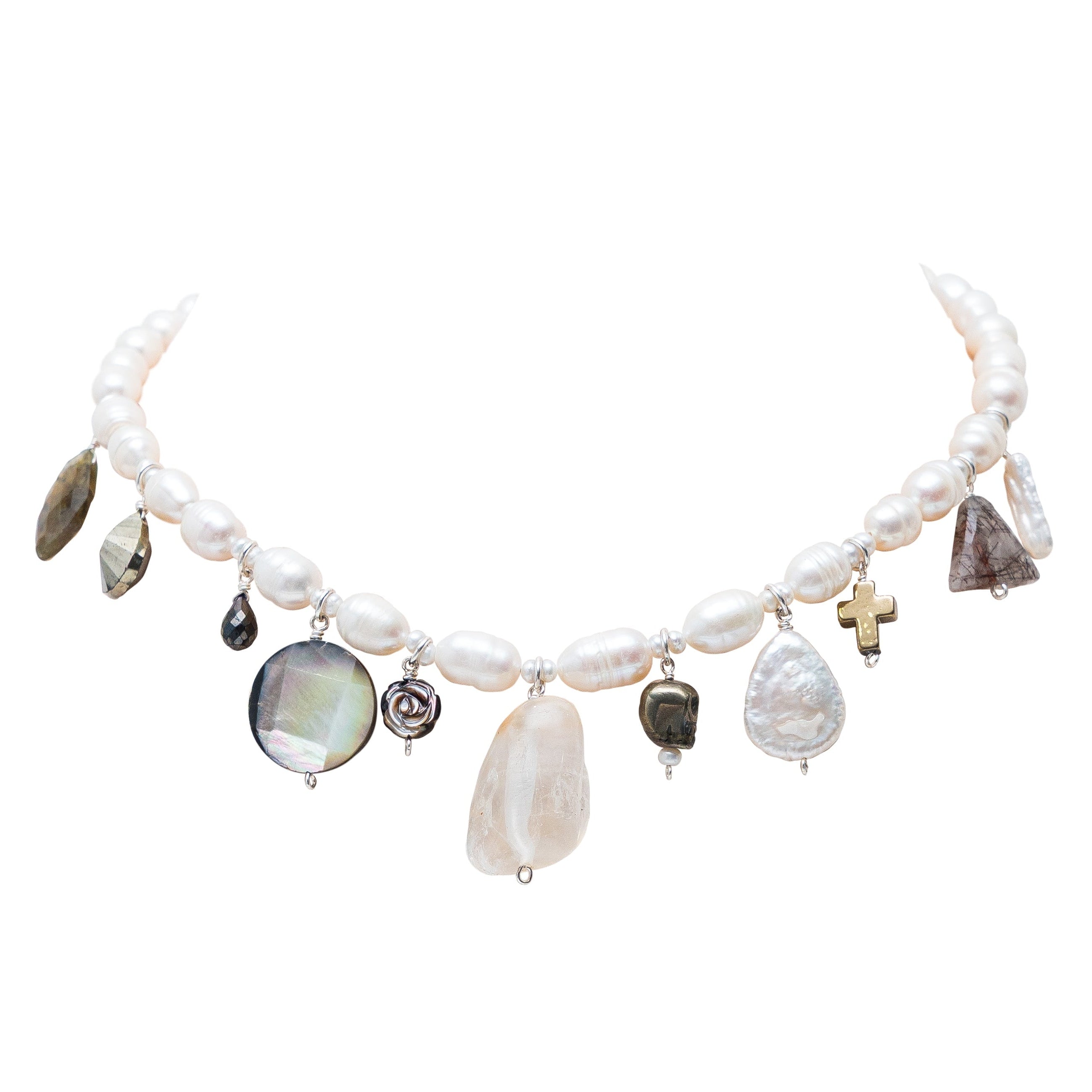 Collar Cacao y Copal, joya de plata .925, con perla y labradorita – Gabriela Sánchez