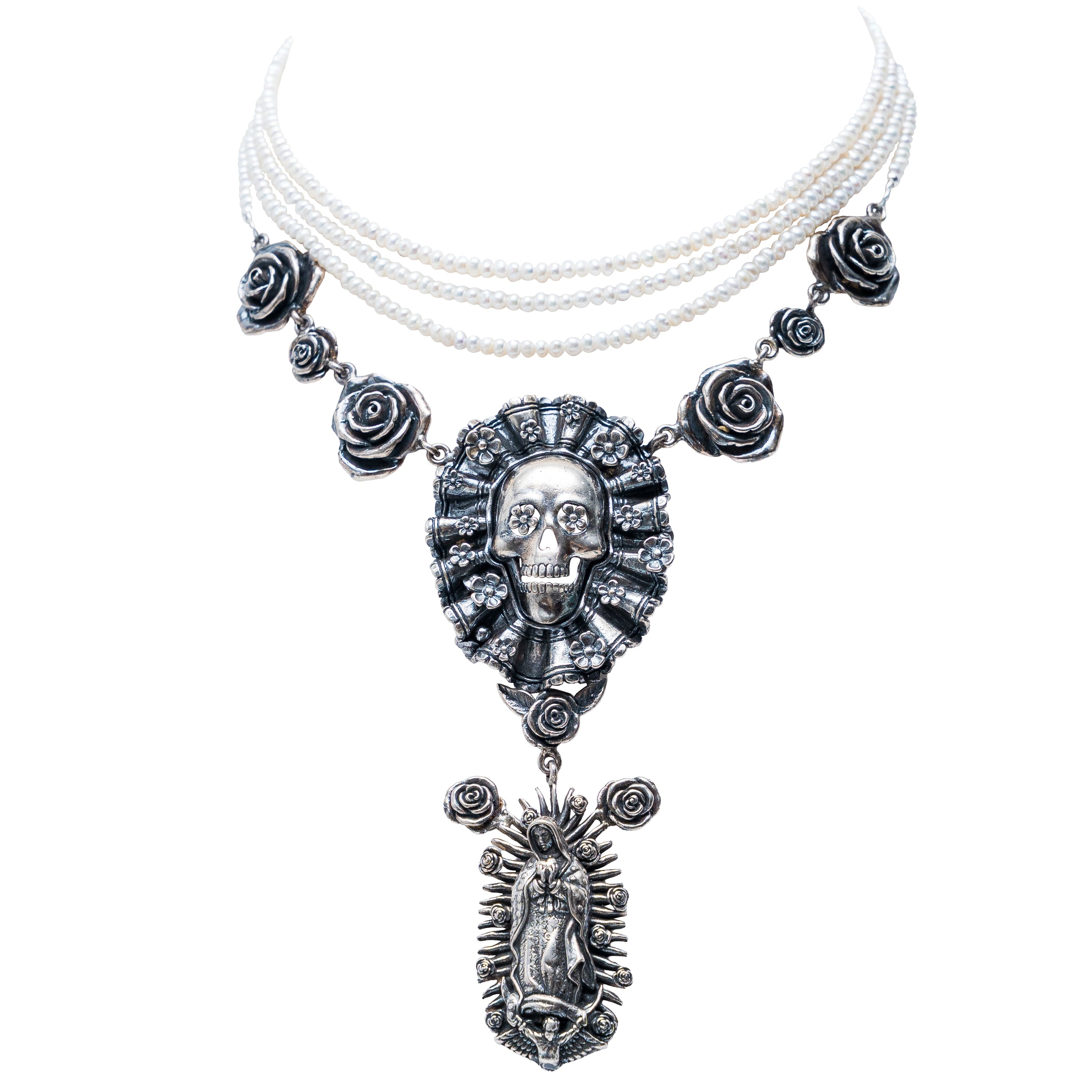 Collar Sincretismo Mágico, joya de plata .925, con perla – Gabriela Sánchez