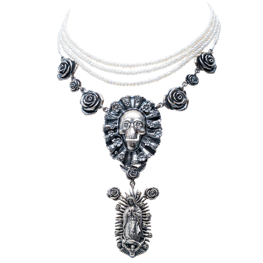 Collar Sincretismo Mágico, joya de plata .925, con perla – Gabriela Sánchez