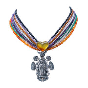 Collar Tradición viva, joya de plata .925, con venturina y concha – Gabriela Sánchez