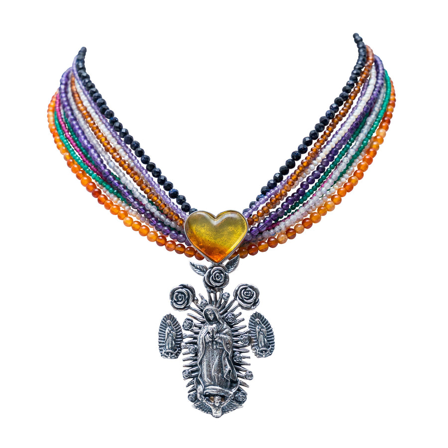 Collar Tradición viva, joya de plata .925, con venturina y concha – Gabriela Sánchez