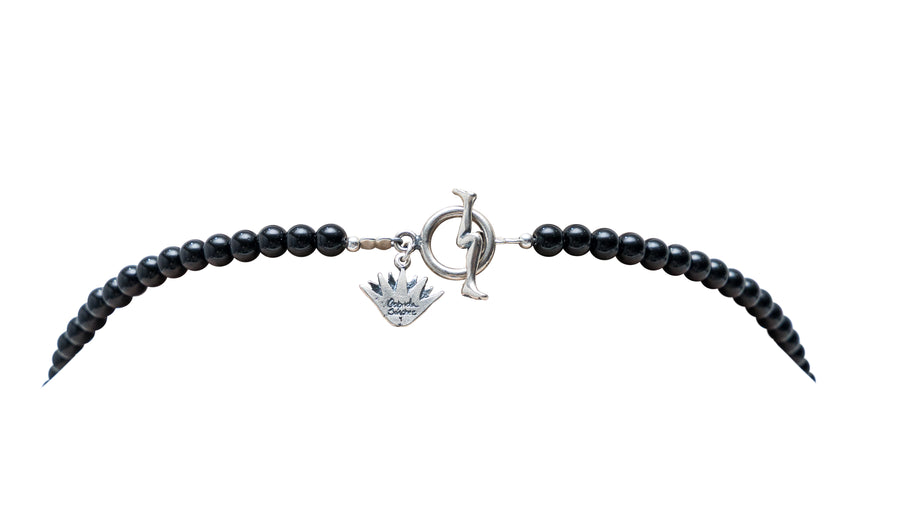 Collar Juego Prehispánico, joya de plata .925, con ámbar y ónix – Gabriela Sánchez (vista 5)