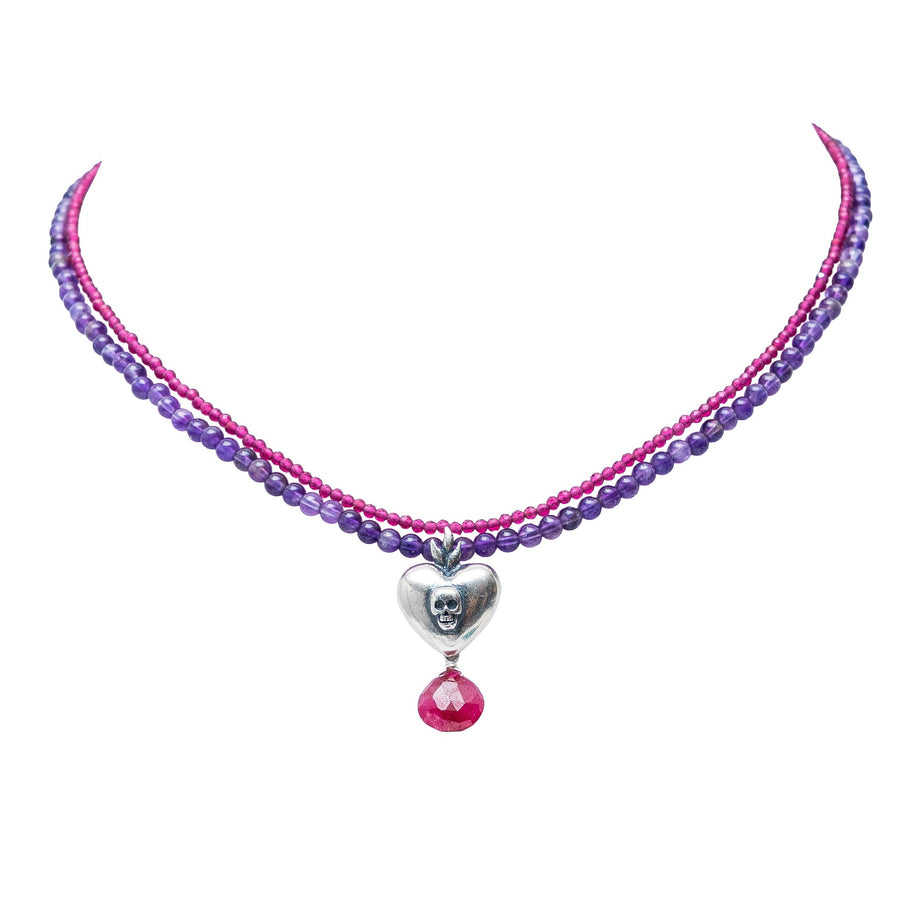 Collar Amor en Todas Las Vidas, joya de plata .925, con rubí y amatista – Gabriela Sánchez