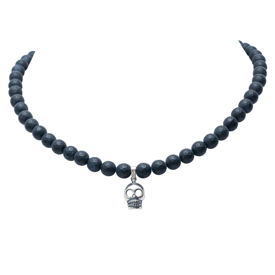 Collar Cráneo de Barro negro, joya de plata .925, con obsidiana – Gabriela Sánchez