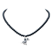 Collar Xolo de Luz, joya de plata .925, con obsidiana y hematita – Gabriela Sánchez