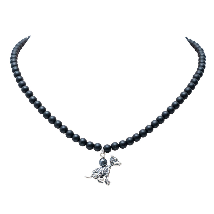 Collar Xolo de Luz, joya de plata .925, con obsidiana y hematita – Gabriela Sánchez