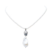 Collar Calavera Barroca, joya de plata .925, con perla – Gabriela Sánchez