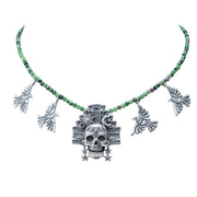 Collar Vuelo en Teotihuacán, joya de plata .925, con rubí – Gabriela Sánchez