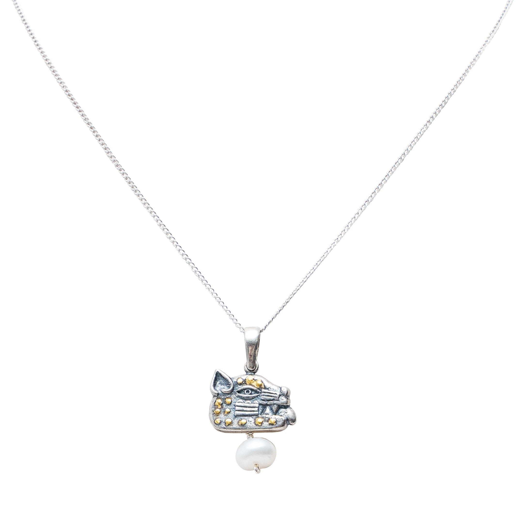 Dije Cabeza de Jaguar con Perla, joya de plata .925 – Gabriela Sánchez