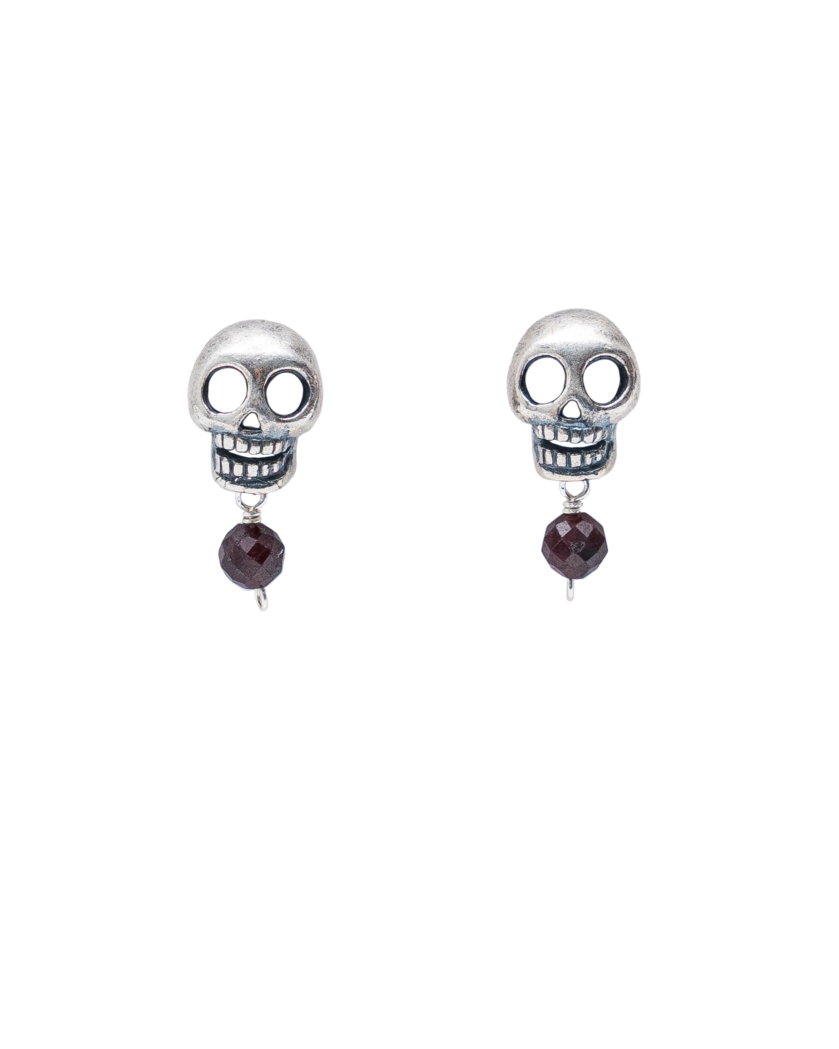 Aretes Calaca Granate, joya de plata .925 – Gabriela Sánchez