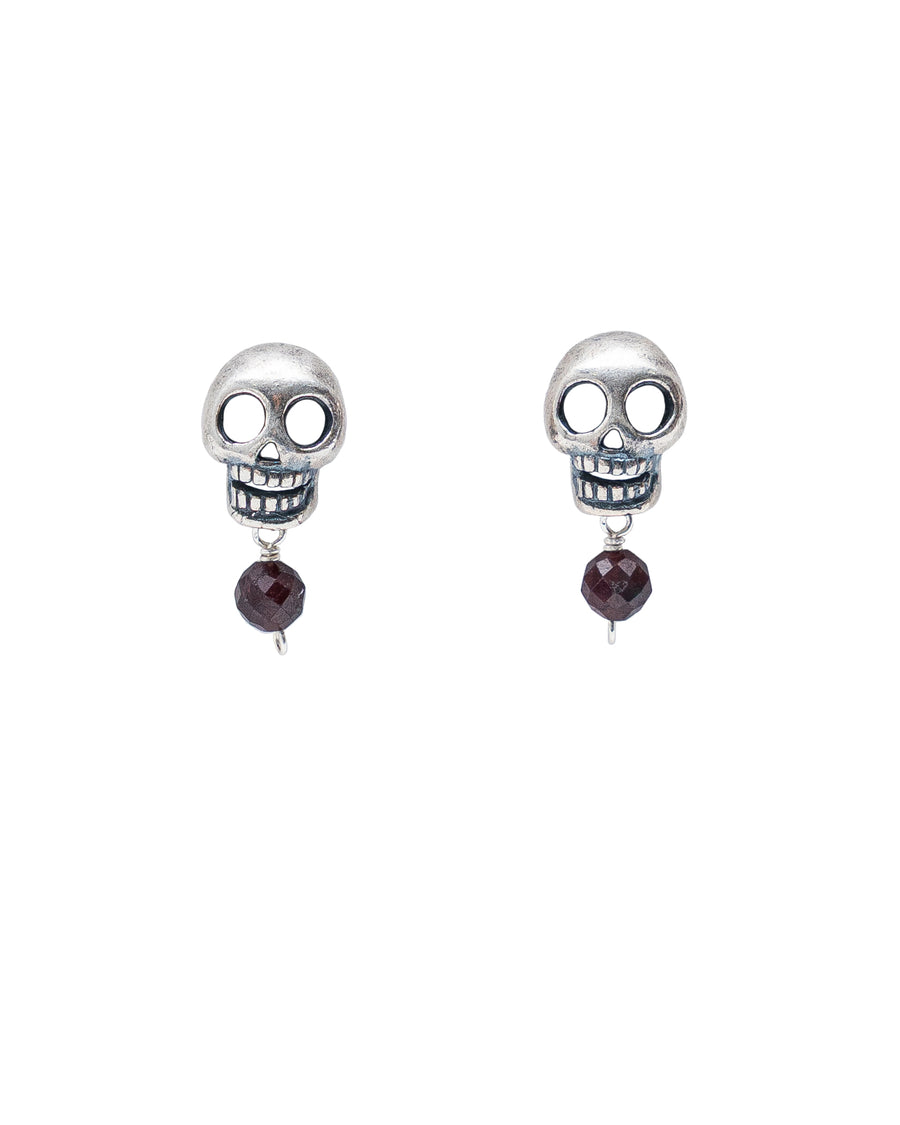 Aretes Calaca Granate, joya de plata .925 – Gabriela Sánchez