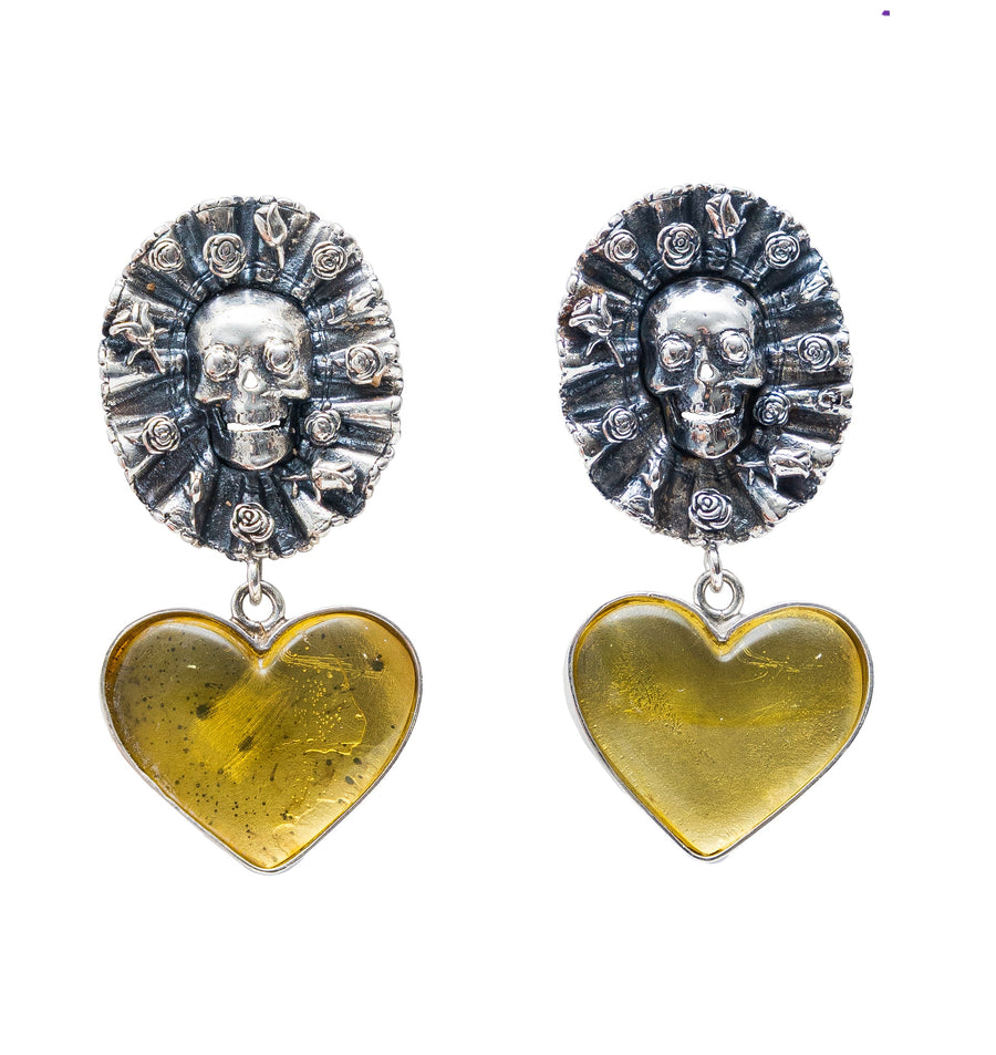 Aretes Mi Amor Eterno, joya de plata .925, con ámbar – Gabriela Sánchez