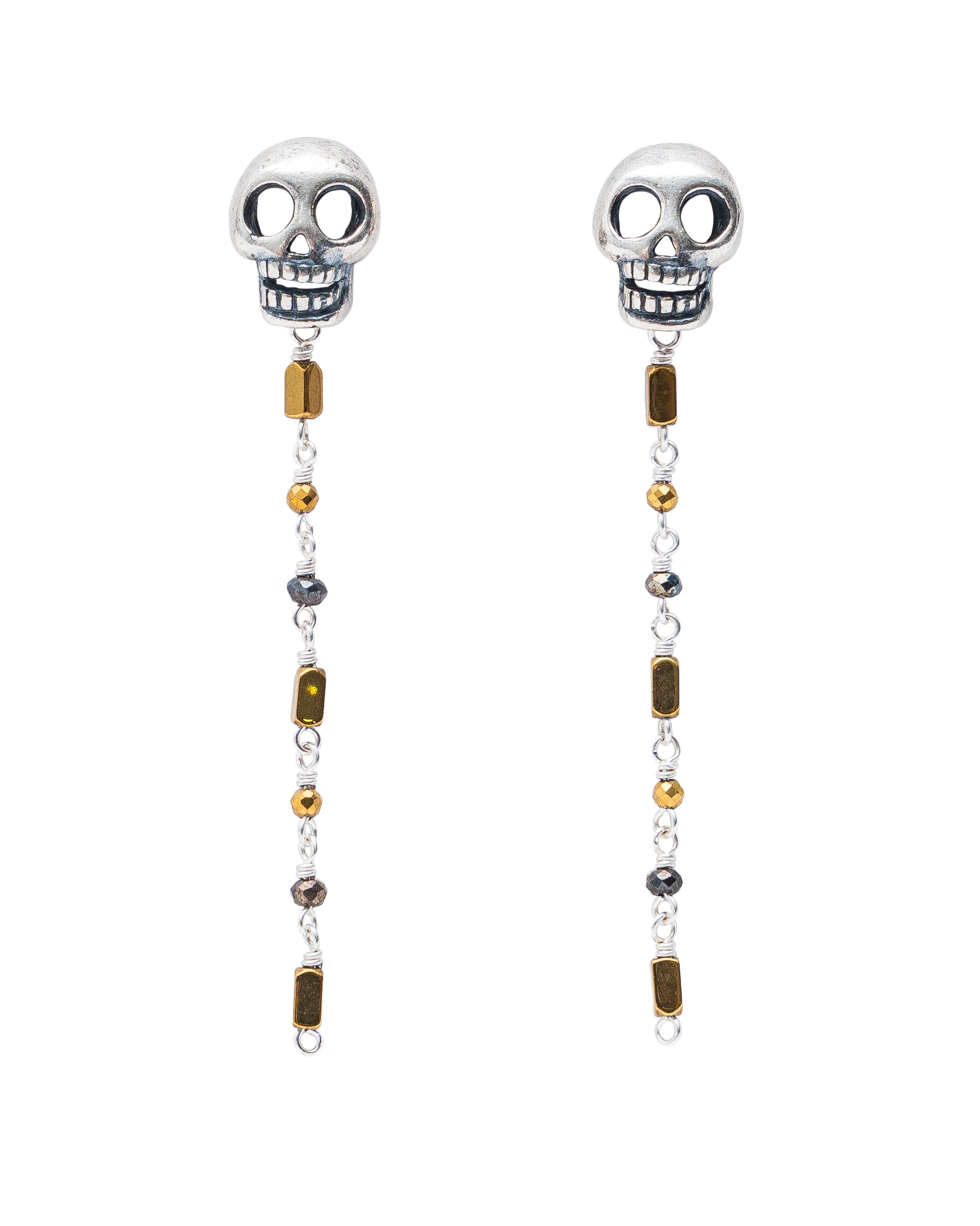 Aretes Cascada Dorada, joya de plata .925, con hematita – Gabriela Sánchez