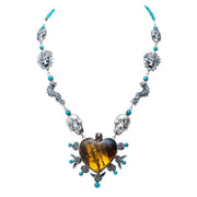 Collar Conexión Ancestral, joya de plata .925, con ámbar y turquesa – Gabriela Sánchez