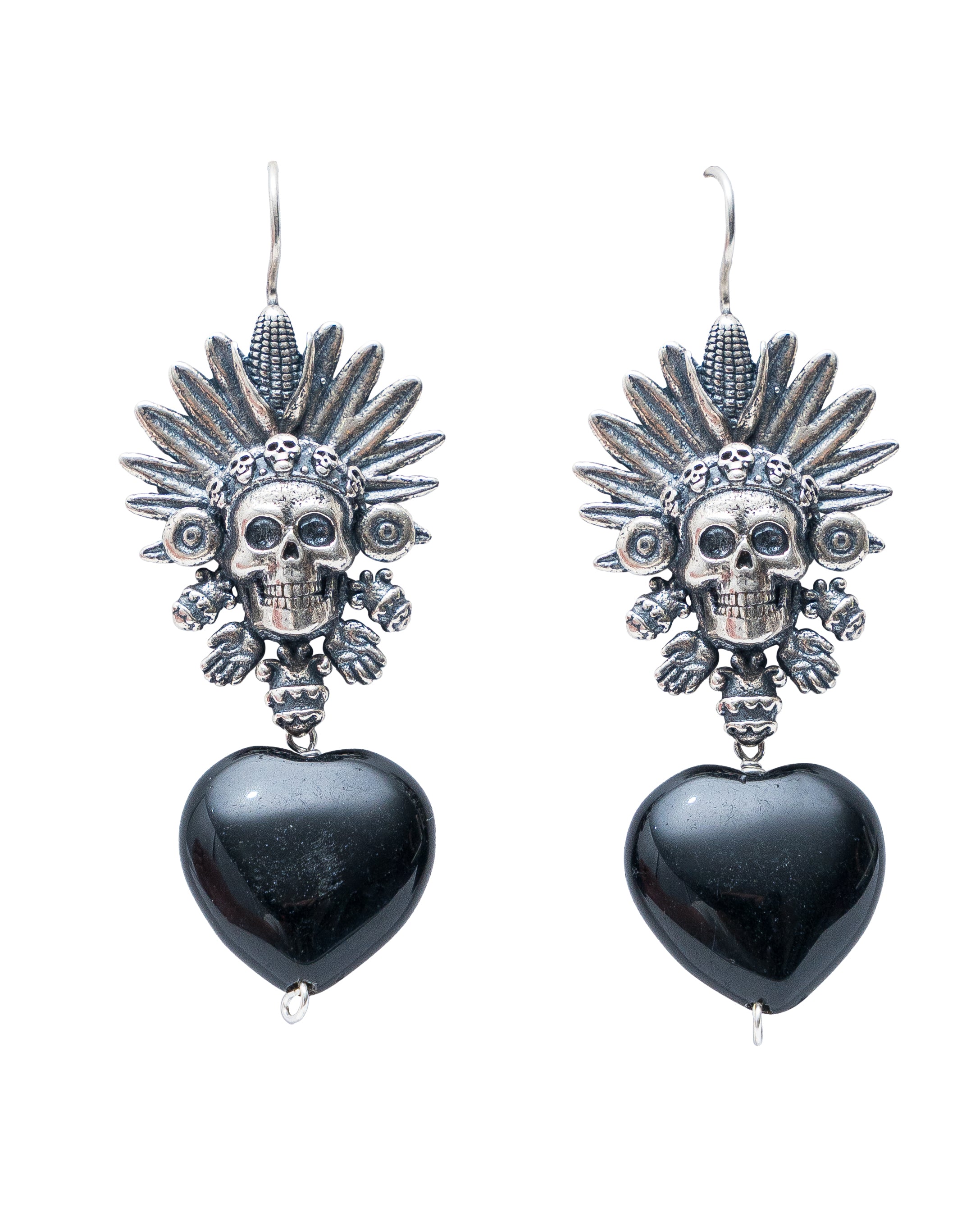 Aretes Penacho Negro, joya de plata .925, con ónix – Gabriela Sánchez