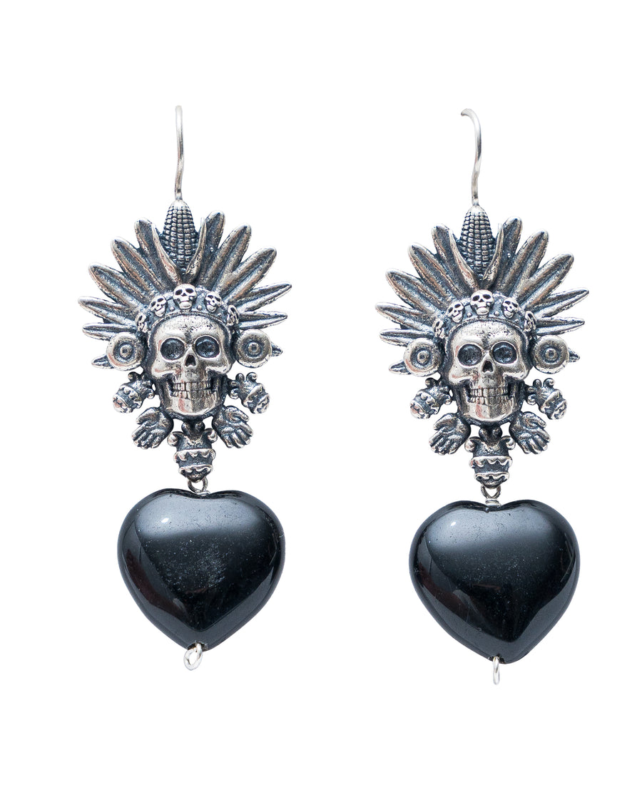 Aretes Penacho Negro, joya de plata .925, con ónix – Gabriela Sánchez