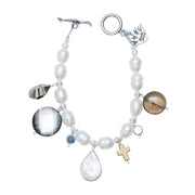 Pulsera Cacao y Copal, joya de plata .925, con perla y cuarzo ahumado – Gabriela Sánchez