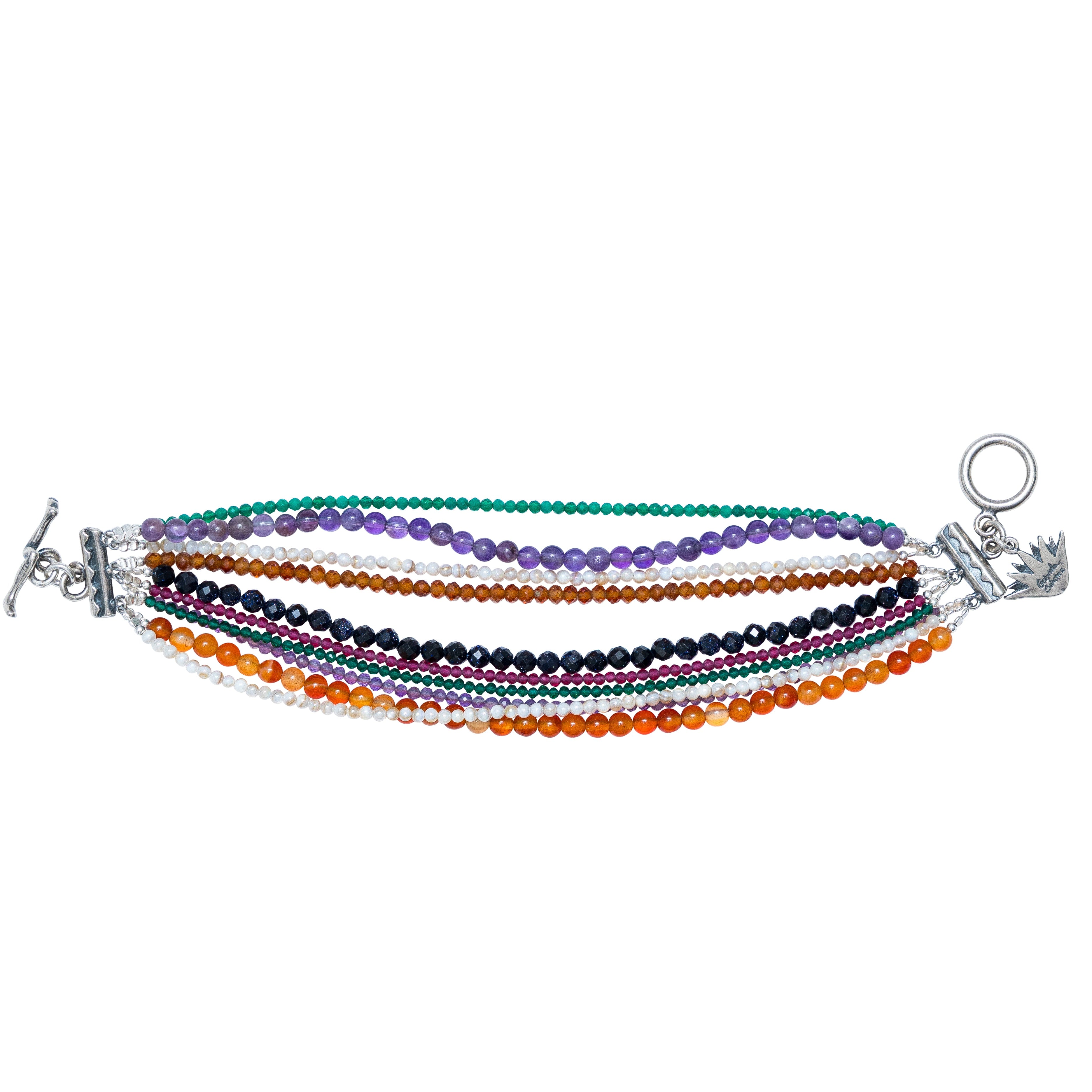 Pulsera Tradición Viva, joya de plata .925, con amatista y dioptasa – Gabriela Sánchez (vista 2)