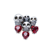 Anillo Calaveras 3 Corazones Carmesí, joya de plata .925, con cristal Swarovski – Gabriela Sánchez