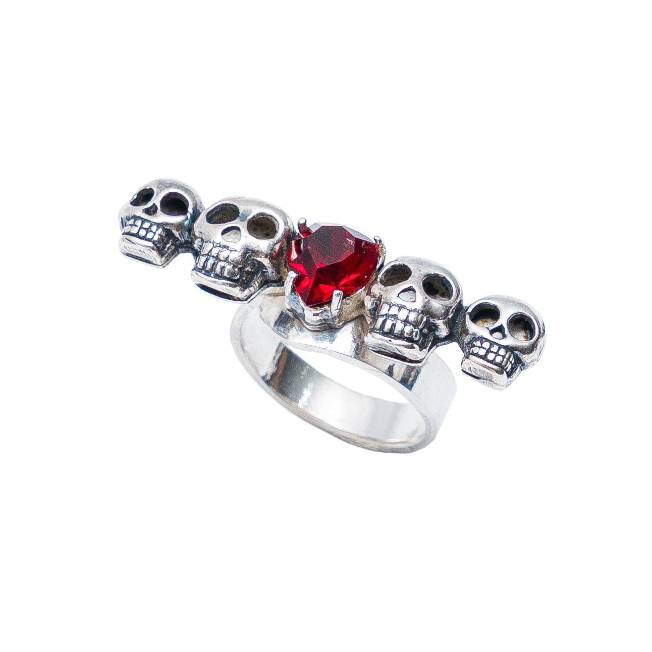 Anillo Calaveras Carmesí, joya de plata .925, con cristal Swarovski – Gabriela Sánchez