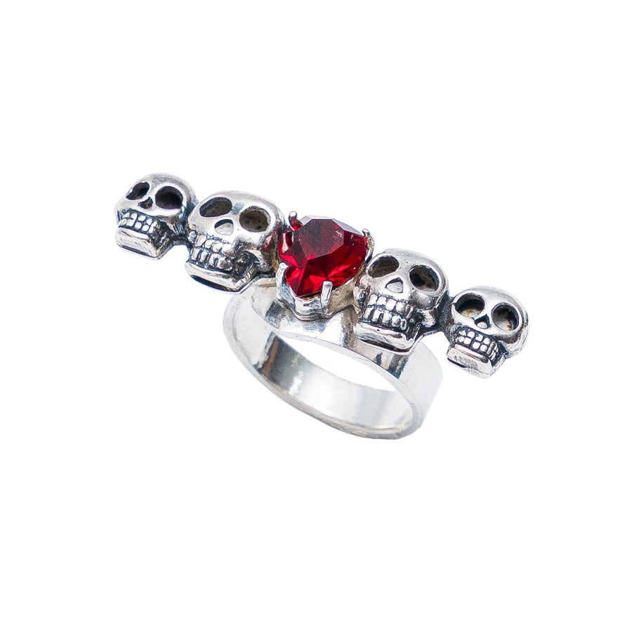 Anillo Calaveras Carmesí, joya de plata .925, con cristal Swarovski – Gabriela Sánchez