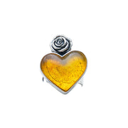 Anillo Rosa Dorada, joya de plata .925, con ámbar – Gabriela Sánchez