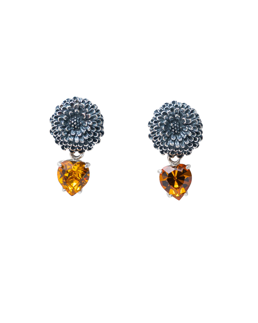 Aretes Olor a Cempasúchil, joya de plata .925, con cristal Swarovski – Gabriela Sánchez