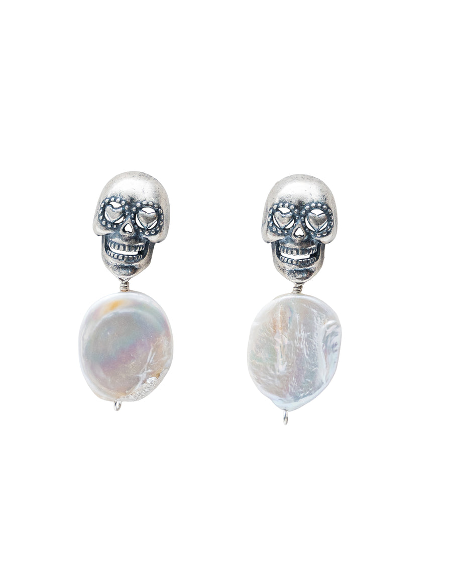 Aretes Calaverita de Perlita, joya de plata .925, con perla – Gabriela Sánchez (vista 2)