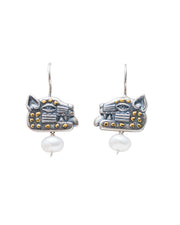 Aretes Cabeza de Jaguar con Perla, joya de plata .925 – Gabriela Sánchez
