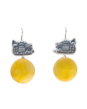 Aretes Guerreros del Alba, joya de plata .925, con ámbar – Gabriela Sánchez