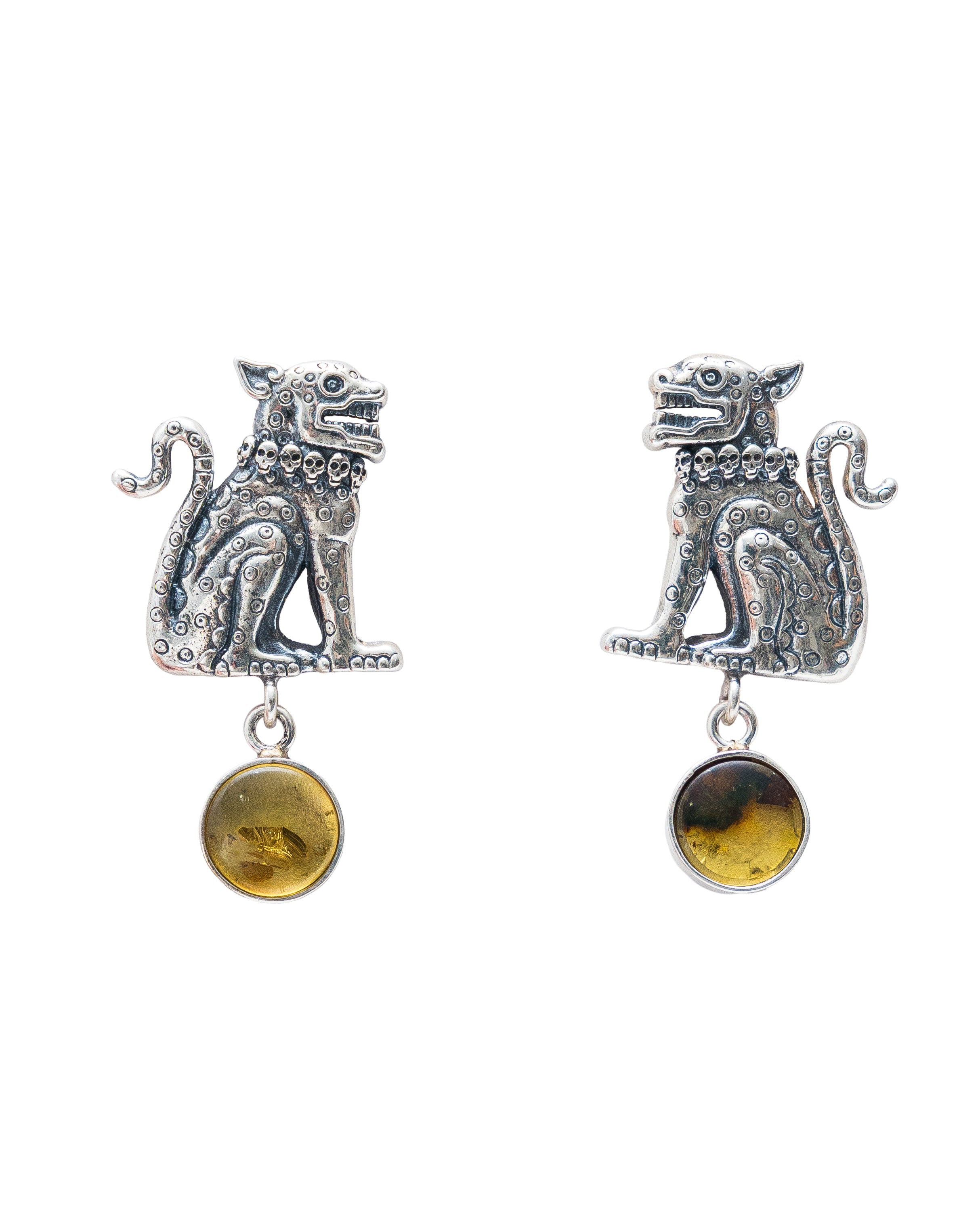 Aretes Compañero del Sol, joya de plata .925, con ámbar – Gabriela Sánchez