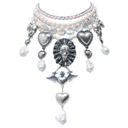 Choker Exvoto de Perlas, joya de plata .925, con hematita – Gabriela Sánchez (vista 2)