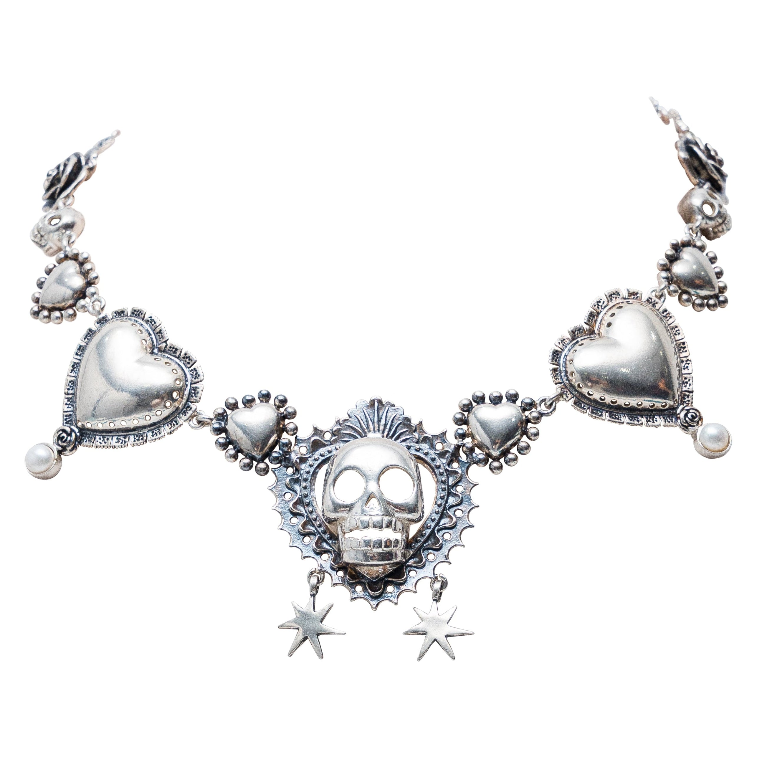 Collar Milagritos Bajo las Estrellas, joya de plata .925, con perla – Gabriela Sánchez