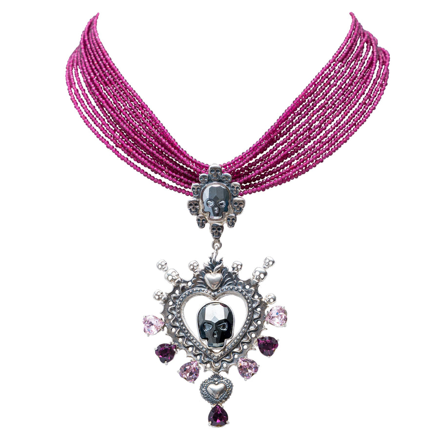 Choker Corazón de Azúcar, joya de plata .925, con rubí y cristal Swarovski – Gabriela Sánchez (vista 2)