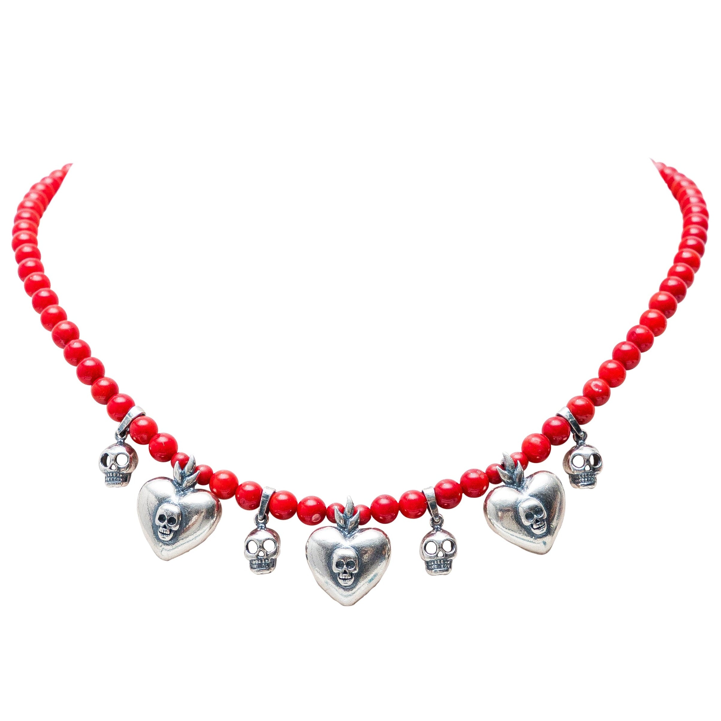 Collar Latido, joya de plata .925, con coral – Gabriela Sánchez