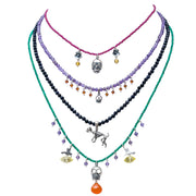 Collar Colorido Día de Muertos, joya de plata .925, con rubí y amatista – Gabriela Sánchez