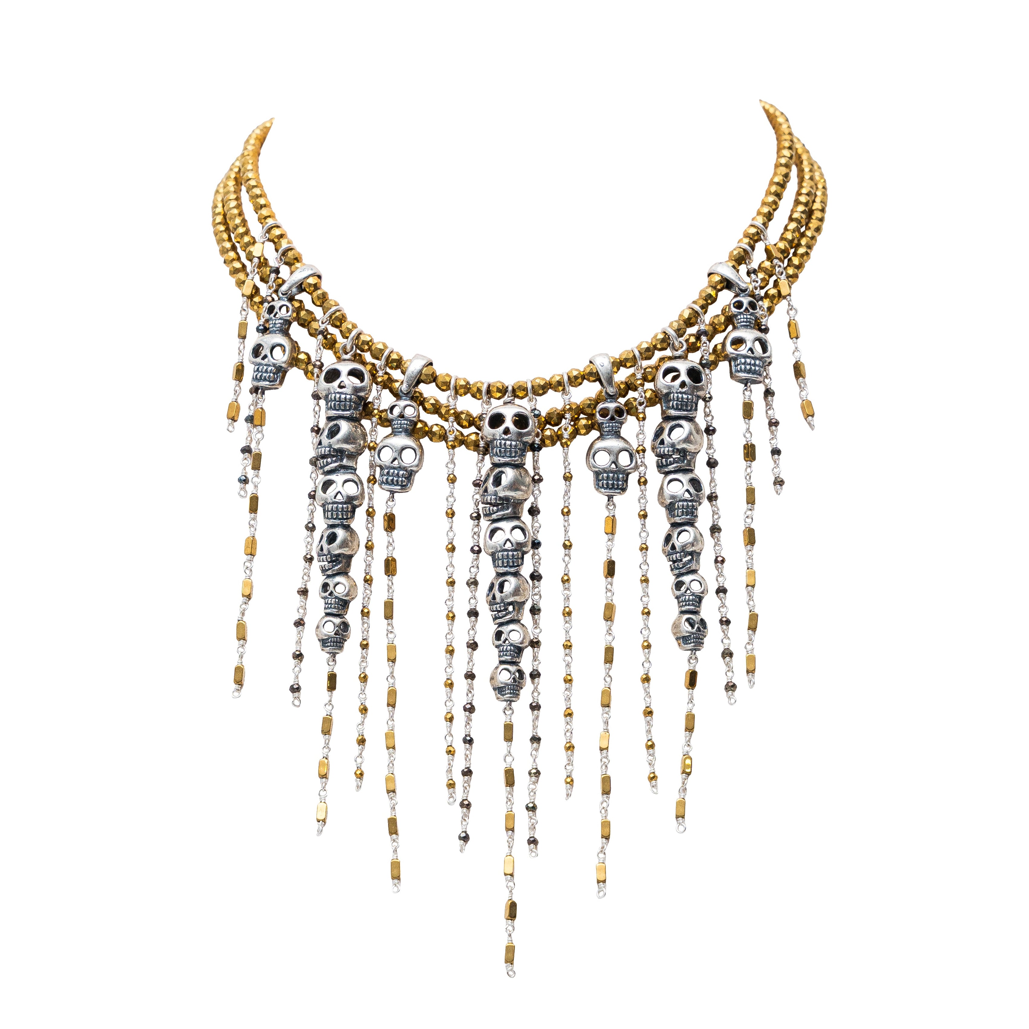 Collar Cascada Sagrada, joya de plata .925, con hematita – Gabriela Sánchez